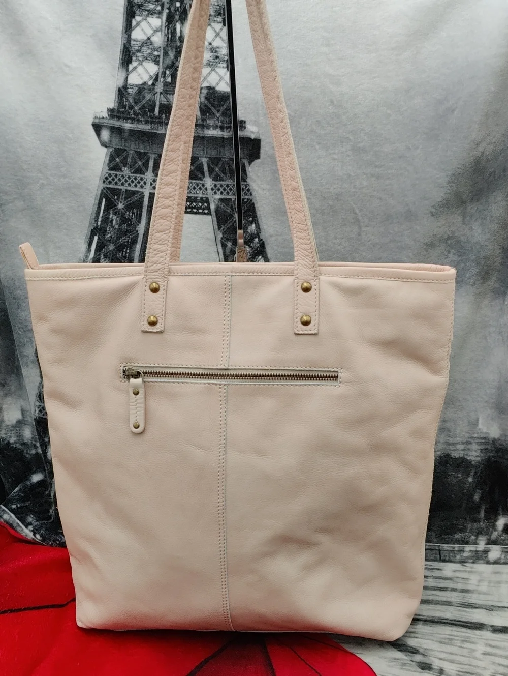Large Leather Tote Cream